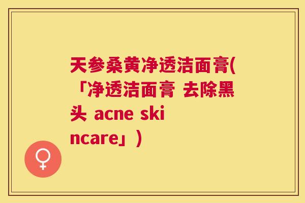 天参桑黄净透洁面膏(「净透洁面膏 去除黑头 acne skincare」) 天参桑黄净透洁面膏(「净透洁面膏 去除黑头 acne skincare」)