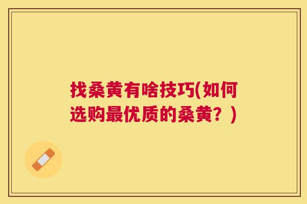 找桑黄有啥技巧(如何选购优质的桑黄？)