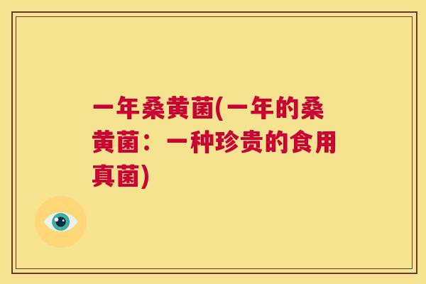 一年桑黄菌(一年的桑黄菌:一种珍贵的食用真菌) 一年桑黄菌(一年的桑黄菌:一种珍贵的食用真菌)