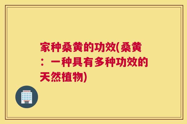 家种桑黄的功效(桑黄:一种具有多种功效的天然植物) 家种桑黄的功效(桑黄:一种具有多种功效的天然植物)