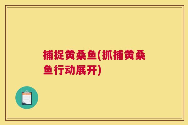 捕捉黄桑鱼(抓捕黄桑鱼行动展开) 捕捉黄桑鱼(抓捕黄桑鱼行动展开)