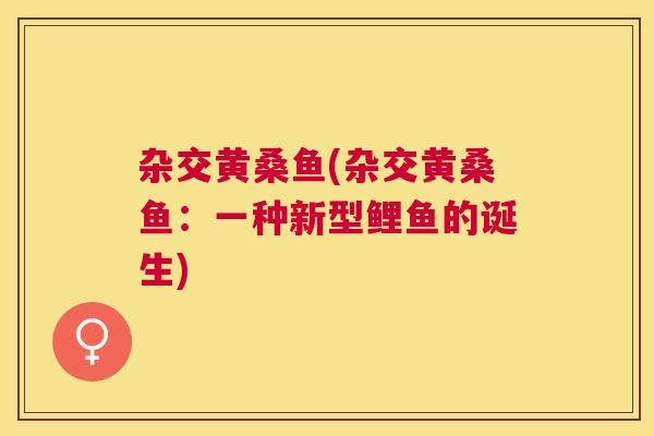 杂交黄桑鱼(杂交黄桑鱼:一种新型鲤鱼的诞生) 杂交黄桑鱼(杂交黄桑鱼:一种新型鲤鱼的诞生)