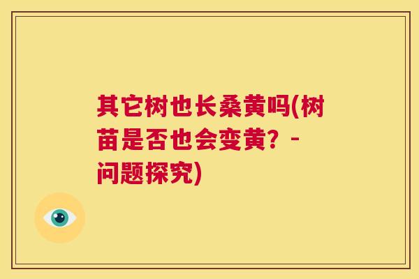 其它树也长桑黄吗(树苗是否也会变黄？- 问题探究)