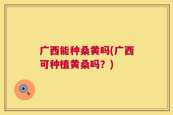 广西能种桑黄吗(广西可种植黄桑吗?) 广西能种桑黄吗(广西可种植黄桑吗?)