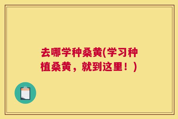 去哪学种桑黄(学习种植桑黄,就到这里!) 去哪学种桑黄(学习种植桑黄,就到这里!)