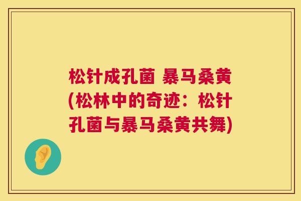 松针成孔菌 暴马桑黄(松林中的奇迹:松针孔菌与暴马桑黄共舞) 松针成孔菌 暴马桑黄(松林中的奇迹:松针孔菌与暴马桑黄共舞)