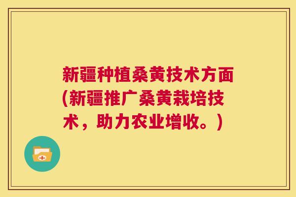 新疆种植桑黄技术方面(新疆推广桑黄栽培技术,助力农业增收。) 新疆种植桑黄技术方面(新疆推广桑黄栽培技术,助力农业增收。)