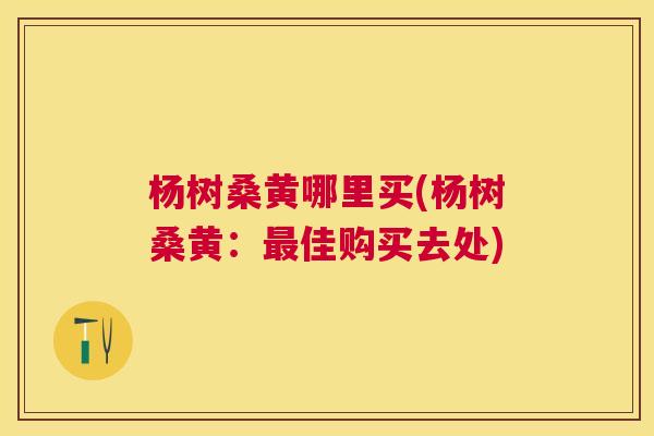 杨树桑黄哪里买(杨树桑黄：佳购买去处)