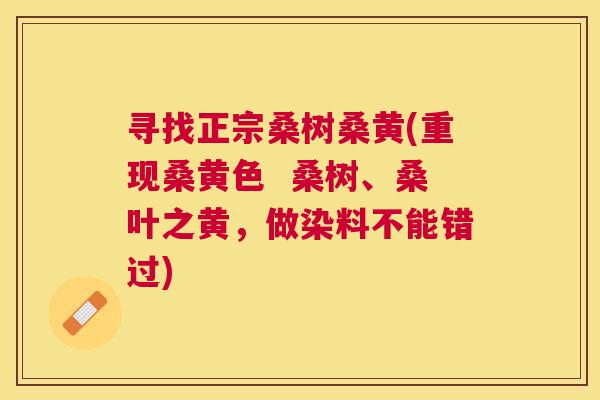 寻找正宗桑树桑黄(重现桑黄色 桑树、桑叶之黄,做染料不能错过) 寻找正宗桑树桑黄(重现桑黄色 桑树、桑叶之黄,做染料不能错过)