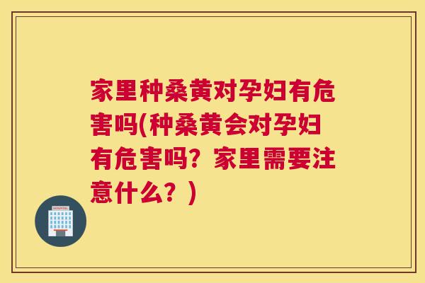 家里种桑黄对孕妇有危害吗(种桑黄会对孕妇有危害吗?家里需要注意什么?) 家里种桑黄对孕妇有危害吗(种桑黄会对孕妇有危害吗?家里需要注意什么?)