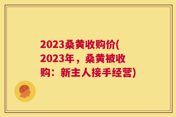 2023桑黄收购价(2023年,桑黄被收购:新主人接手经营) 2023桑黄收购价(2023年,桑黄被收购:新主人接手经营)