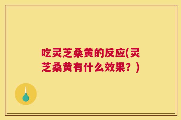 吃灵芝桑黄的反应(灵芝桑黄有什么效果?) 吃灵芝桑黄的反应(灵芝桑黄有什么效果?)