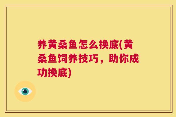 养黄桑鱼怎么换底(黄桑鱼饲养技巧,助你成功换底) 养黄桑鱼怎么换底(黄桑鱼饲养技巧,助你成功换底)