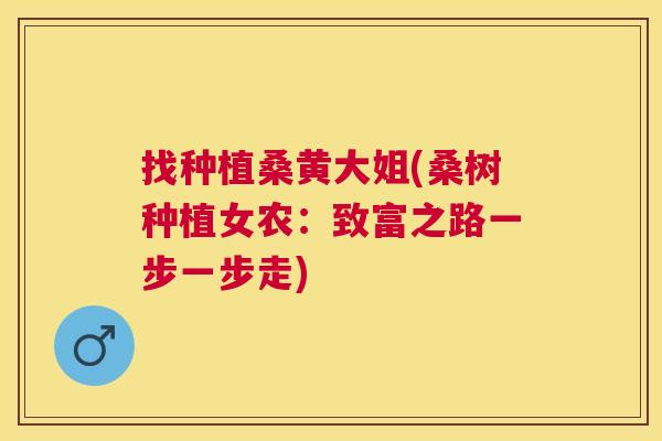 找种植桑黄大姐(桑树种植女农:致富之路一步一步走) 找种植桑黄大姐(桑树种植女农:致富之路一步一步走)