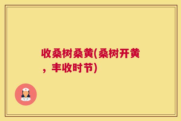 收桑树桑黄(桑树开黄,丰收时节) 收桑树桑黄(桑树开黄,丰收时节)