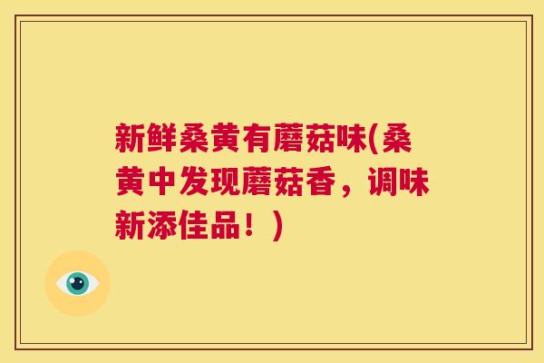 新鲜桑黄有蘑菇味(桑黄中发现蘑菇香,调味新添佳品!) 新鲜桑黄有蘑菇味(桑黄中发现蘑菇香,调味新添佳品!)