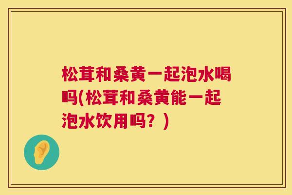松茸和桑黄一起泡水喝吗(松茸和桑黄能一起泡水饮用吗？)