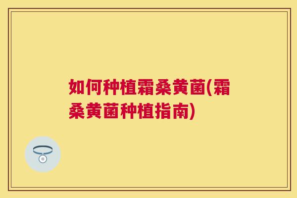 如何种植霜桑黄菌(霜桑黄菌种植指南)