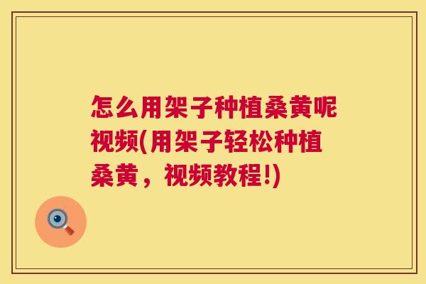 怎么用架子种植桑黄呢视频(用架子轻松种植桑黄,视频教程!) 怎么用架子种植桑黄呢视频(用架子轻松种植桑黄,视频教程!)