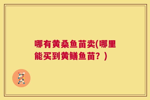 哪有黄桑鱼苗卖(哪里能买到黄鳝鱼苗?) 哪有黄桑鱼苗卖(哪里能买到黄鳝鱼苗?)