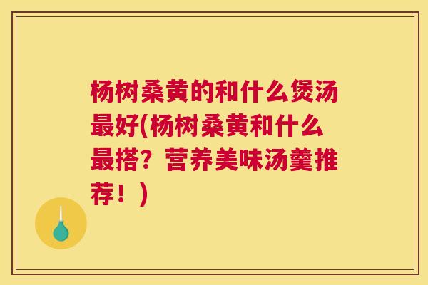 杨树桑黄的和什么煲汤好(杨树桑黄和什么搭?营养美味汤羹推荐!) 杨树桑黄的和什么煲汤好(杨树桑黄和什么搭?营养美味汤羹推荐!)