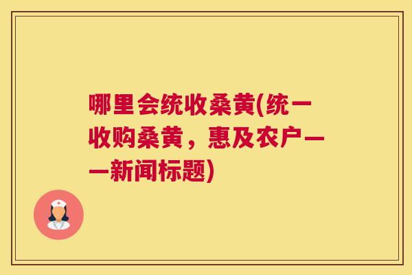 哪里会统收桑黄(统一收购桑黄,惠及农户——新闻标题) 哪里会统收桑黄(统一收购桑黄,惠及农户——新闻标题)