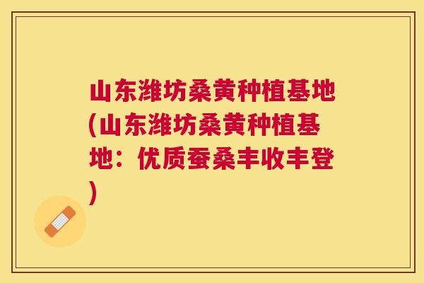 山东潍坊桑黄种植基地(山东潍坊桑黄种植基地:优质蚕桑丰收丰登) 山东潍坊桑黄种植基地(山东潍坊桑黄种植基地:优质蚕桑丰收丰登)