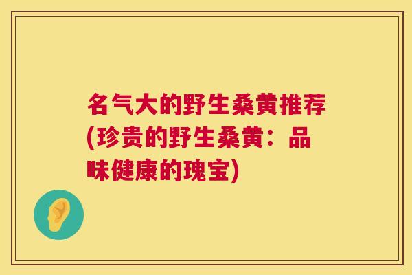 名气大的野生桑黄推荐(珍贵的野生桑黄:品味健康的瑰宝) 名气大的野生桑黄推荐(珍贵的野生桑黄:品味健康的瑰宝)