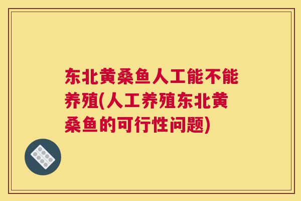 东北黄桑鱼人工能不能养殖(人工养殖东北黄桑鱼的可行性问题) 东北黄桑鱼人工能不能养殖(人工养殖东北黄桑鱼的可行性问题)