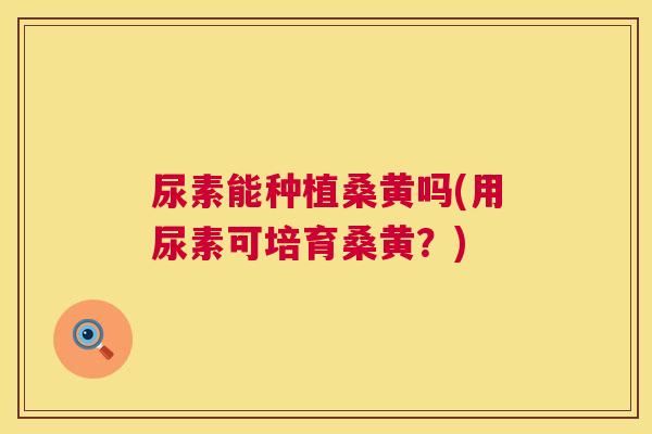 尿素能种植桑黄吗(用尿素可培育桑黄?) 尿素能种植桑黄吗(用尿素可培育桑黄?)