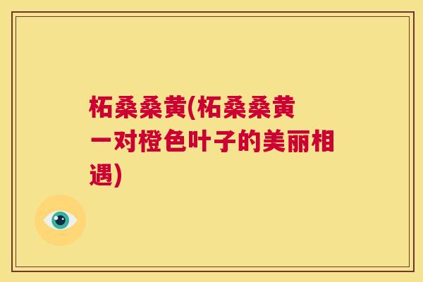 柘桑桑黄(柘桑桑黄 一对橙色叶子的美丽相遇) 柘桑桑黄(柘桑桑黄 一对橙色叶子的美丽相遇)