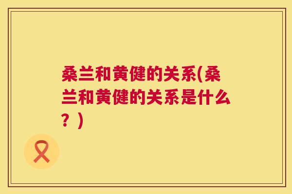桑兰和黄健的关系(桑兰和黄健的关系是什么？)