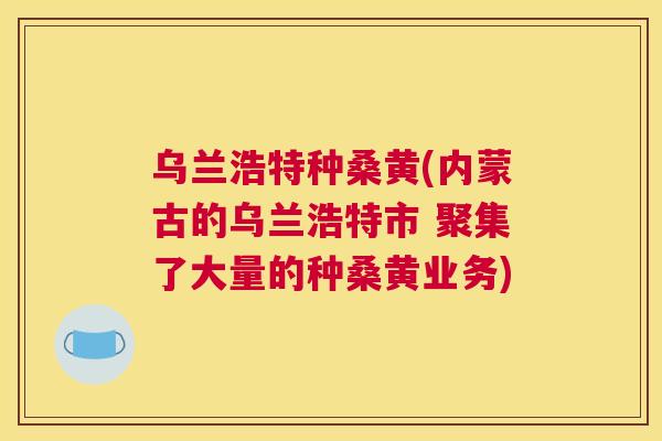 乌兰浩特种桑黄(内蒙古的乌兰浩特市 聚集了大量的种桑黄业务)
