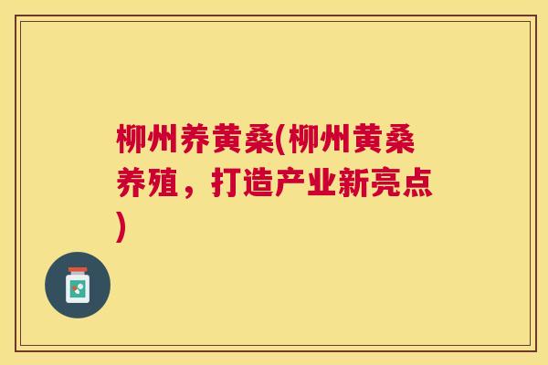 柳州养黄桑(柳州黄桑养殖,打造产业新亮点) 柳州养黄桑(柳州黄桑养殖,打造产业新亮点)