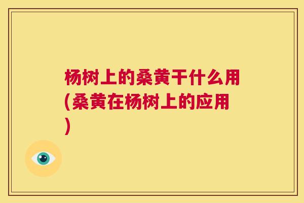 杨树上的桑黄干什么用(桑黄在杨树上的应用) 杨树上的桑黄干什么用(桑黄在杨树上的应用)