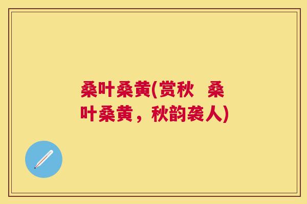 桑叶桑黄(赏秋 桑叶桑黄,秋韵袭人) 桑叶桑黄(赏秋 桑叶桑黄,秋韵袭人)