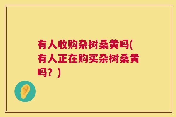 有人收购杂树桑黄吗(有人正在购买杂树桑黄吗?) 有人收购杂树桑黄吗(有人正在购买杂树桑黄吗?)