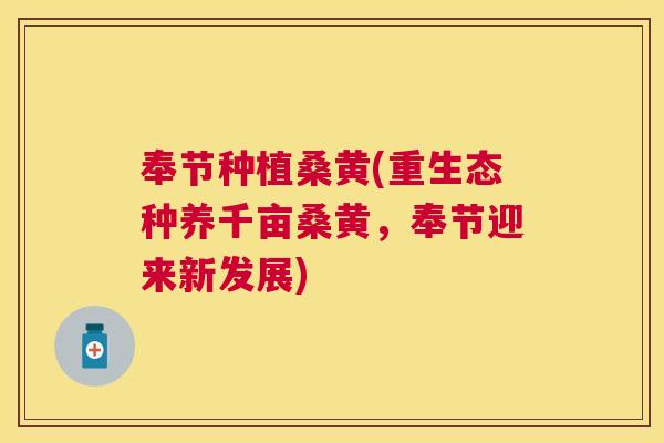 奉节种植桑黄(重生态种养千亩桑黄,奉节迎来新发展) 奉节种植桑黄(重生态种养千亩桑黄,奉节迎来新发展)