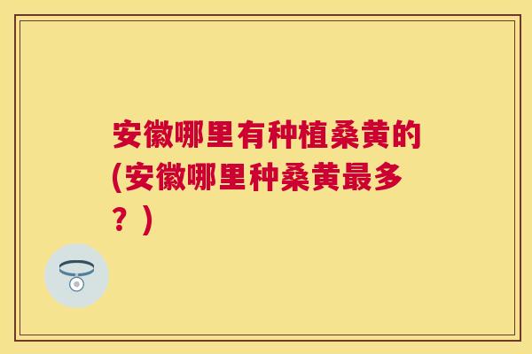 安徽哪里有种植桑黄的(安徽哪里种桑黄多?) 安徽哪里有种植桑黄的(安徽哪里种桑黄多?)