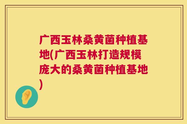 广西玉林桑黄菌种植基地(广西玉林打造规模庞大的桑黄菌种植基地) 广西玉林桑黄菌种植基地(广西玉林打造规模庞大的桑黄菌种植基地)