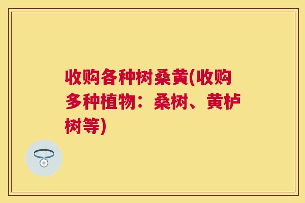 收购各种树桑黄(收购多种植物:桑树、黄栌树等) 收购各种树桑黄(收购多种植物:桑树、黄栌树等)
