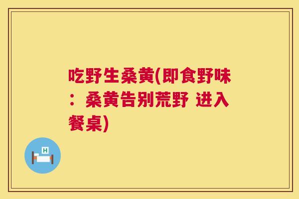 吃野生桑黄(即食野味:桑黄告别荒野 进入餐桌) 吃野生桑黄(即食野味:桑黄告别荒野 进入餐桌)
