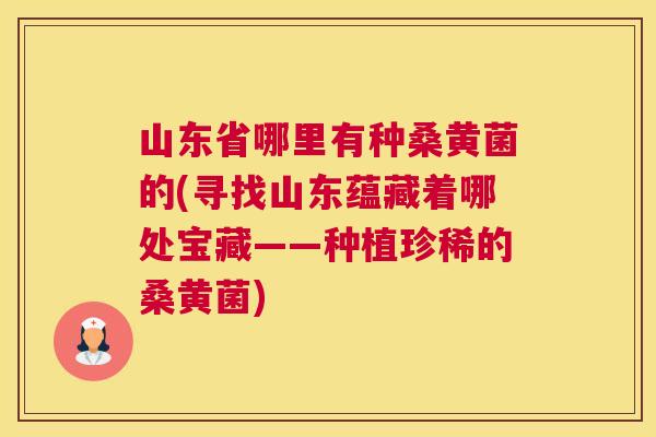 山东省哪里有种桑黄菌的(寻找山东蕴藏着哪处宝藏——种植珍稀的桑黄菌) 山东省哪里有种桑黄菌的(寻找山东蕴藏着哪处宝藏——种植珍稀的桑黄菌)