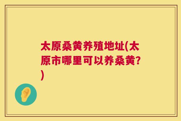 太原桑黄养殖地址(太原市哪里可以养桑黄?) 太原桑黄养殖地址(太原市哪里可以养桑黄?)