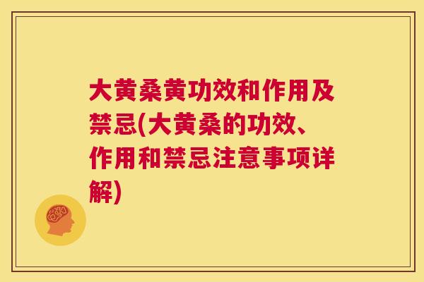 大黄桑黄功效和作用及禁忌(大黄桑的功效、作用和禁忌注意事项详解) 大黄桑黄功效和作用及禁忌(大黄桑的功效、作用和禁忌注意事项详解)