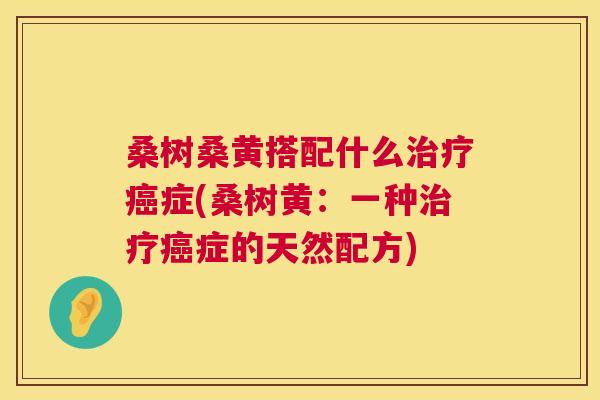 桑树桑黄搭配什么症(桑树黄:一种症的天然配方) 桑树桑黄搭配什么症(桑树黄:一种症的天然配方)