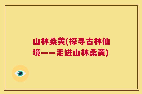 山林桑黄(探寻古林仙境——走进山林桑黄) 山林桑黄(探寻古林仙境——走进山林桑黄)
