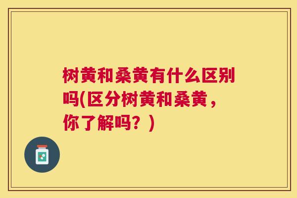 树黄和桑黄有什么区别吗(区分树黄和桑黄,你了解吗?) 树黄和桑黄有什么区别吗(区分树黄和桑黄,你了解吗?)