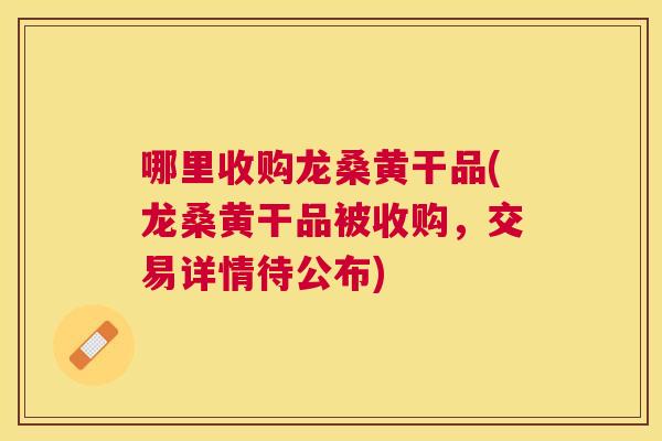 哪里收购龙桑黄干品(龙桑黄干品被收购,交易详情待公布) 哪里收购龙桑黄干品(龙桑黄干品被收购,交易详情待公布)