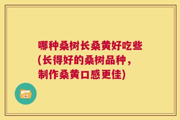 哪种桑树长桑黄好吃些(长得好的桑树品种,制作桑黄口感更佳) 哪种桑树长桑黄好吃些(长得好的桑树品种,制作桑黄口感更佳)